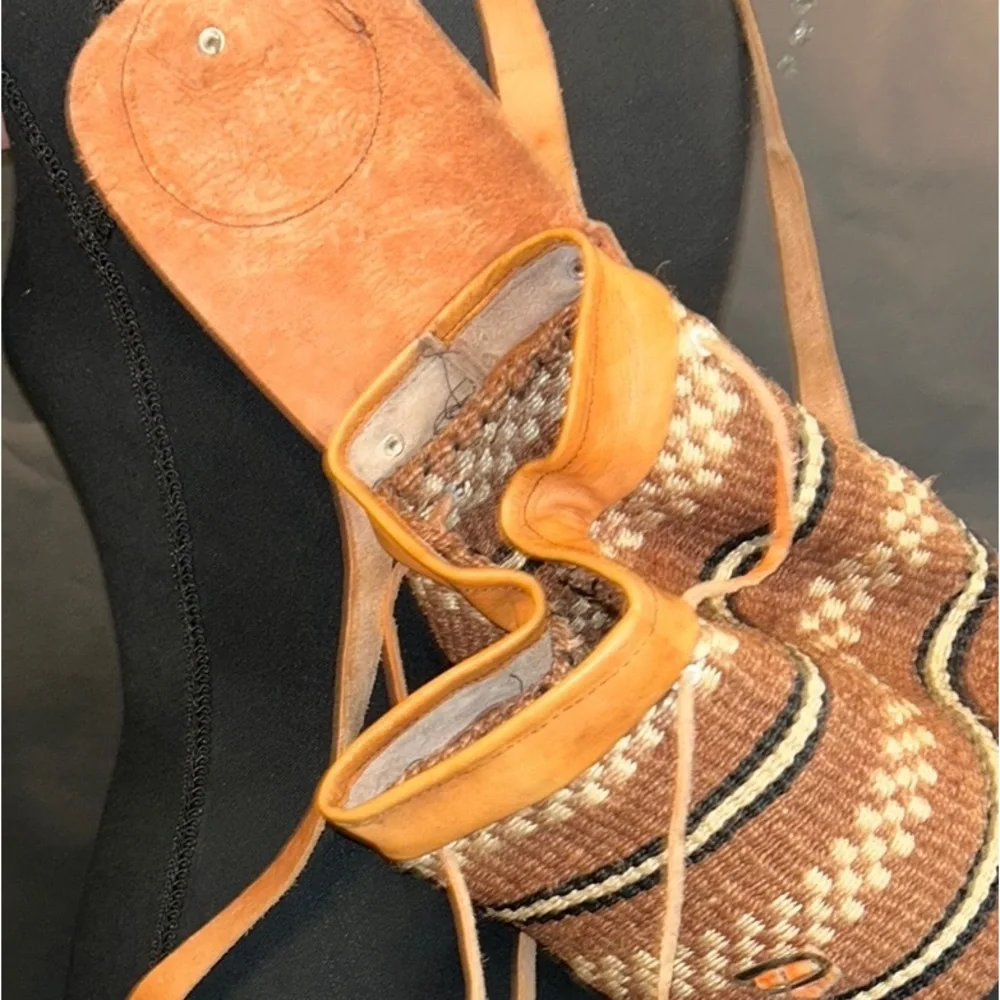 Brown Woven‎ Backpack with African Theme Elephant Design